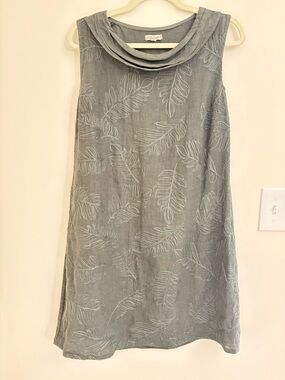 LINA TOMEI Embroidered Linen Dress Made in Italy XL Coastal Summer Resortwear